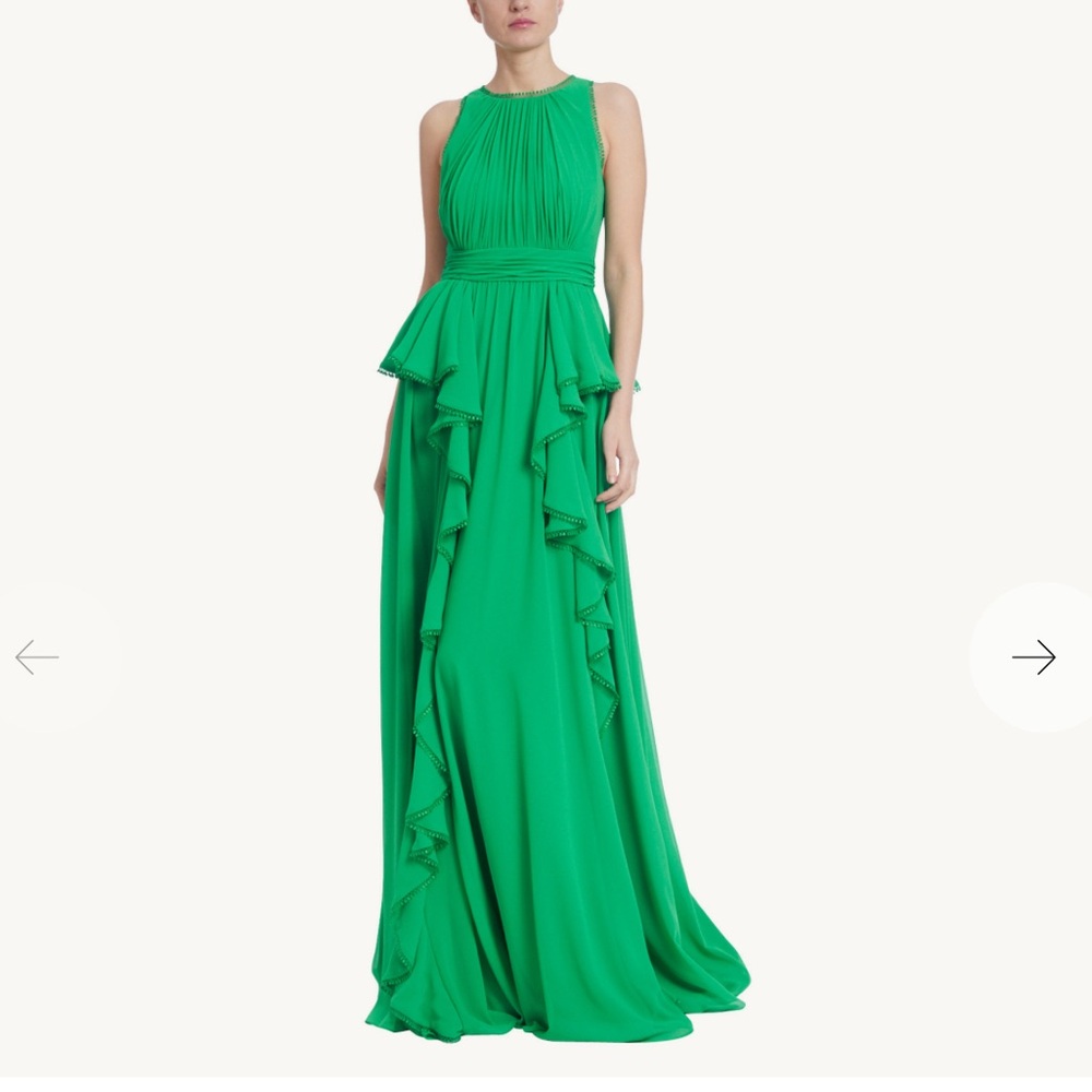 Badgley Mischka Elegant Green Evening Gown